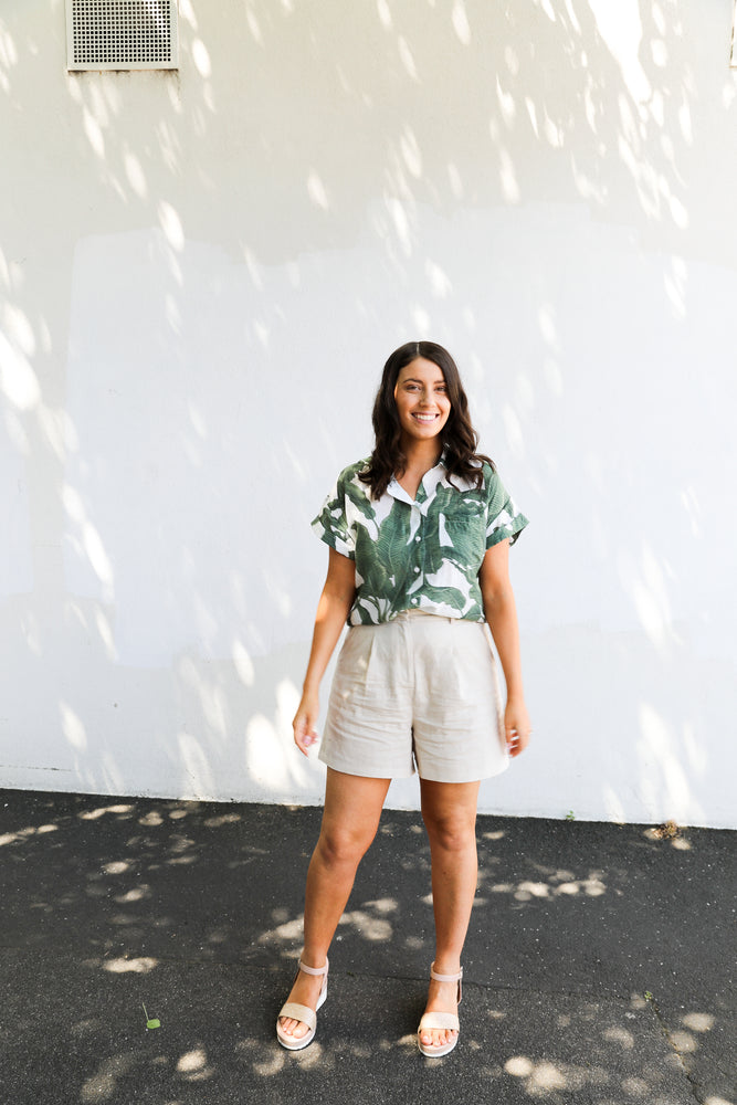 Vacation Shirt (Green Palm Print)