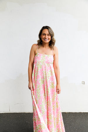 Lillie Maxi Dress (Pink & Green Floral)