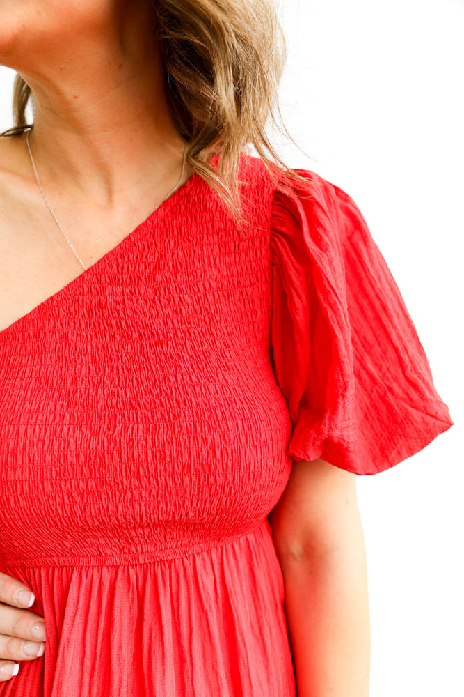 Tarren One Shoulder Dress (Red)