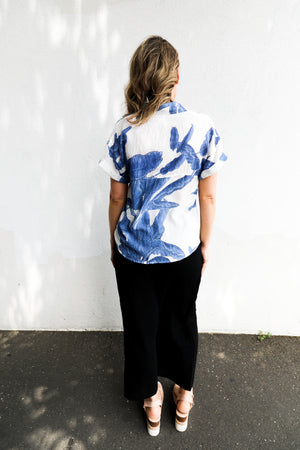Vacation Shirt (Blue Palm Print)