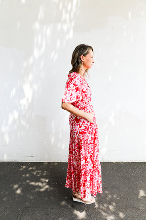 Zoe Maxi (Pink & Red Print)