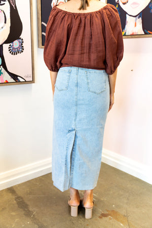 
            
                Load image into Gallery viewer, Bowie Denim Skirt (Blue)
            
        