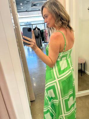 
            
                Load image into Gallery viewer, Lillie Maxi Dress (Green &amp;amp; White)
            
        