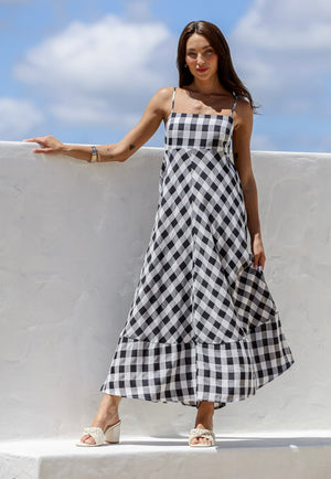 April Checker Board Dress (B&W Gingham)