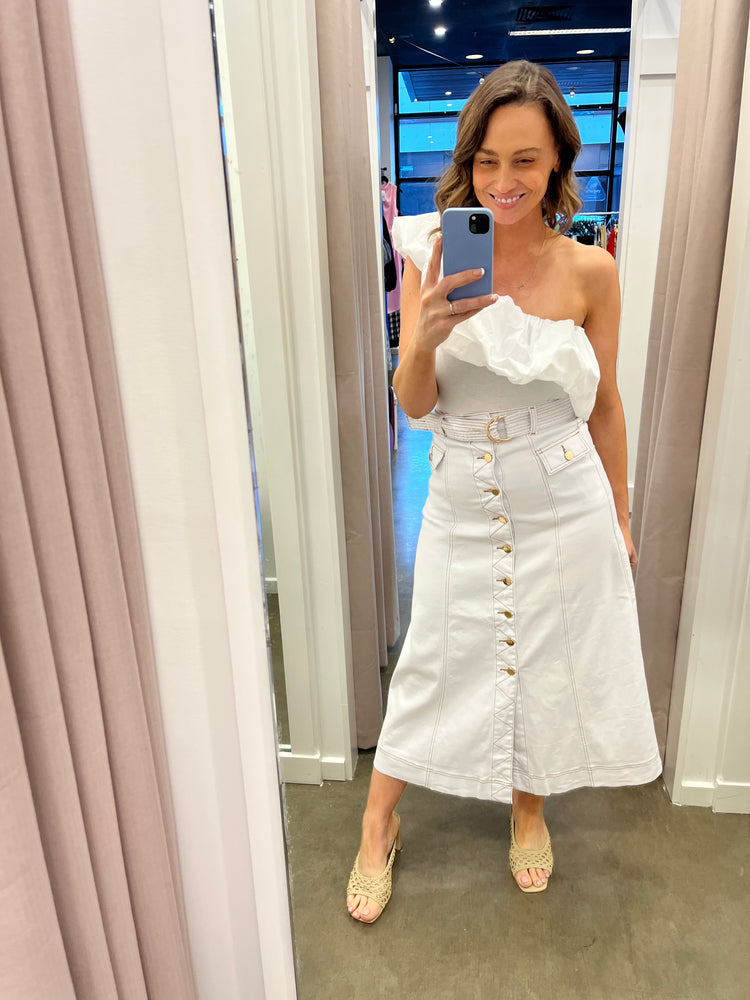 Coco Denim Skirt (White)