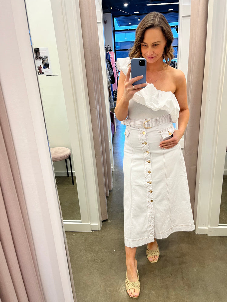 Coco Denim Skirt (White)