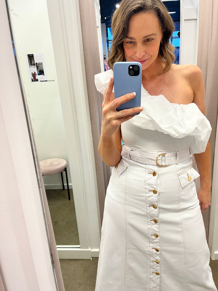 Coco Denim Skirt (White)