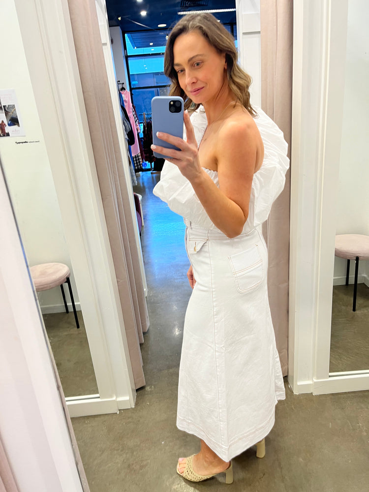 Coco Denim Skirt (White)
