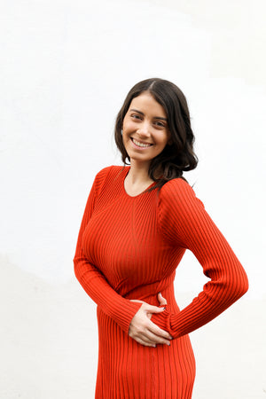 Catherine Knit Dress (Flame)