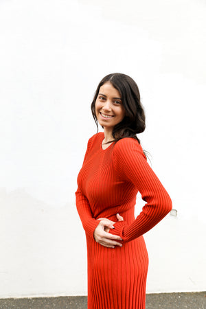 Catherine Knit Dress (Flame)