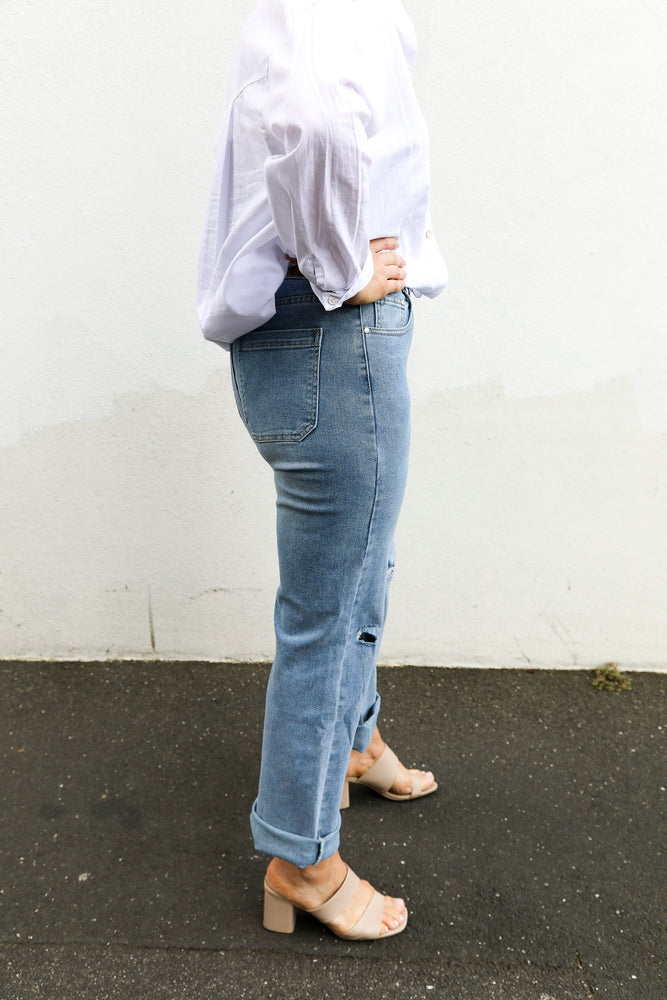 Donna Ripped Mum Jean (Blue)