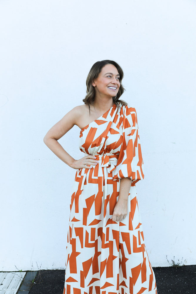 Franny Dress (Orange Abstract)