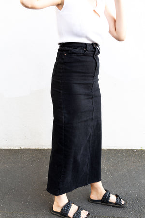 
            
                Load image into Gallery viewer, Bowie Denim Skirt (Black)
            
        