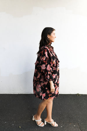Adeline Tunic (Black & Peach Floral)