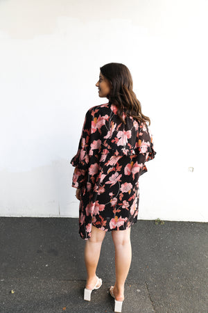 Adeline Tunic (Black & Peach Floral)