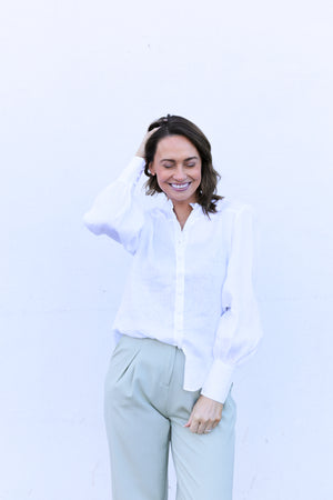 Rosanna Pure Linen Blouse (White)