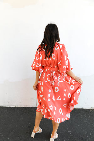 
            
                Load image into Gallery viewer, Ember Dress (Orange &amp;amp; White Abstract)
            
        