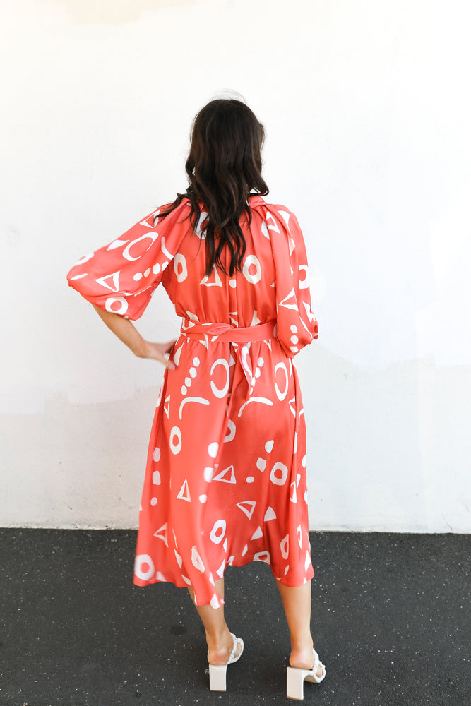 
            
                Load image into Gallery viewer, Ember Dress (Orange &amp;amp; White Abstract)
            
        