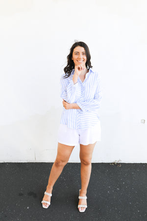 Phillips Stripe Linen Shirt (Sky Blue)