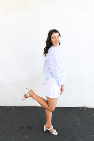 Phillips Stripe Linen Shirt (Sky Blue)