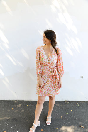 
            
                Load image into Gallery viewer, Alba Wrap Dress (Pink Floral)
            
        