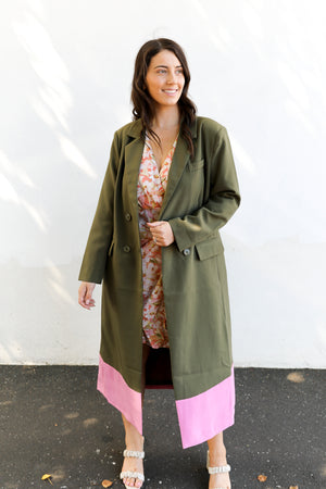 Josie Coat (Khaki & Candy)