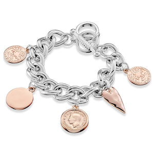 Chain Bracelet with Charms (Silver & Rose Gold)