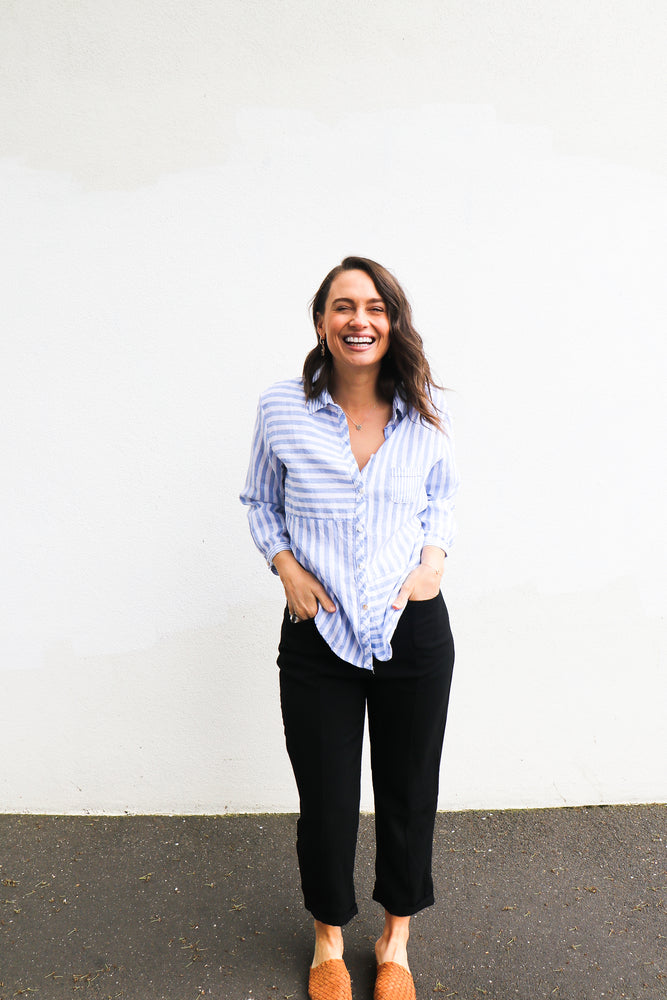 Phillips Stripe Linen Shirt (Sky Blue)