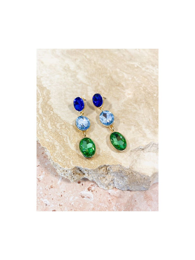 Jewel Circle Drop Earring (Blue & Green)