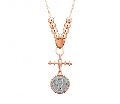 Harper Necklace (Rose Gold with Silver Coin)